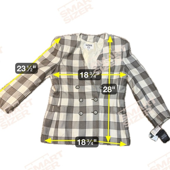 Kasper ASL Gray Buffalo Check Blazer Double Breasted Petite 14P Vintage, NWT - Picture 8 of 10